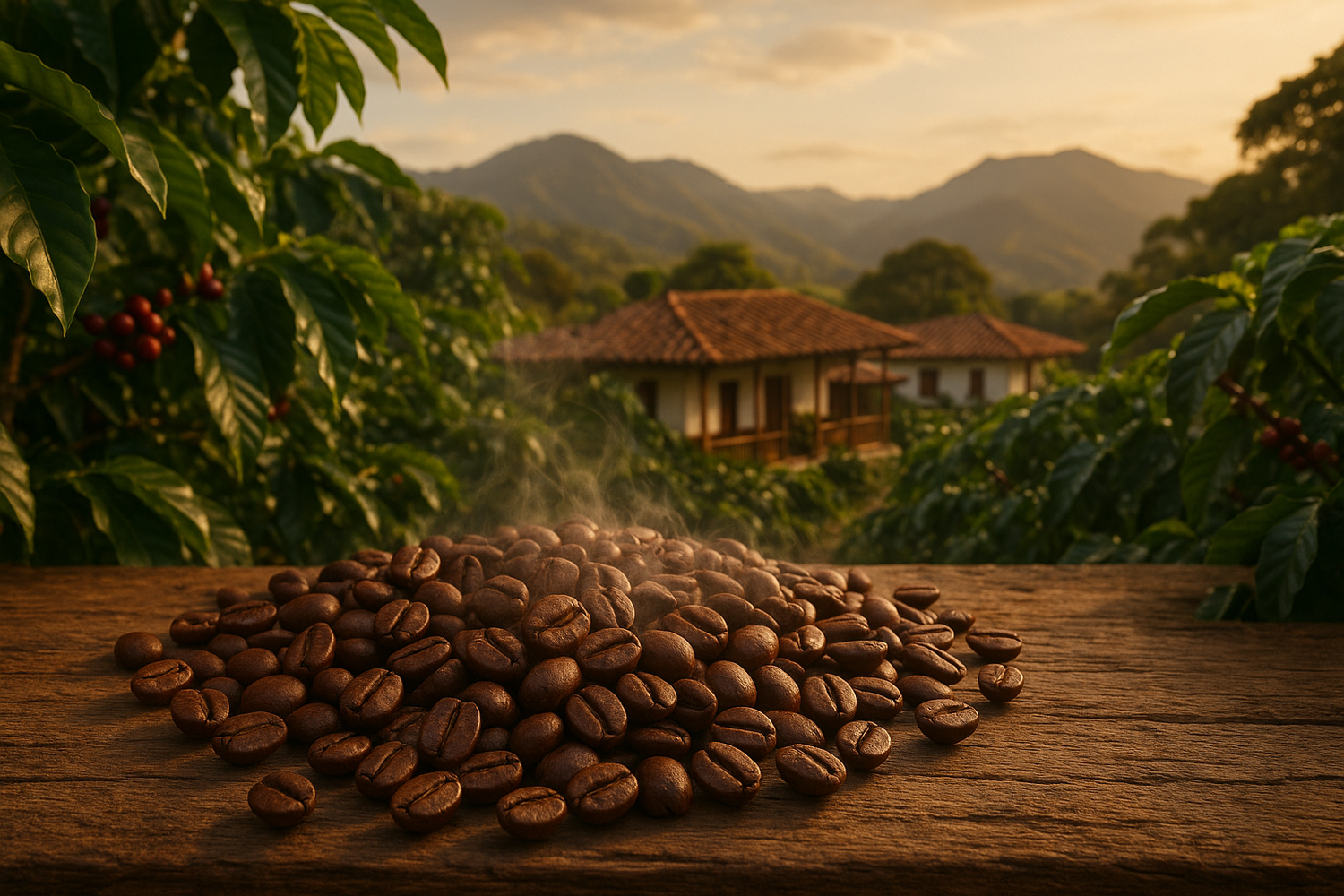 roasted coffee in colombia farm